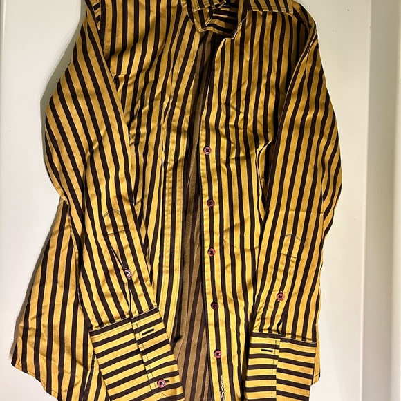 Ben Sherman Gold Pinstripe Button Down XS - Picture 4 of 5